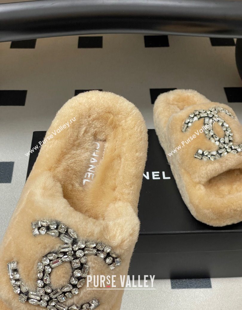 Chanel Wool Platform Slides Sandal with Strass CC Pale Pink 2025 CH110305 (MD-251103085)