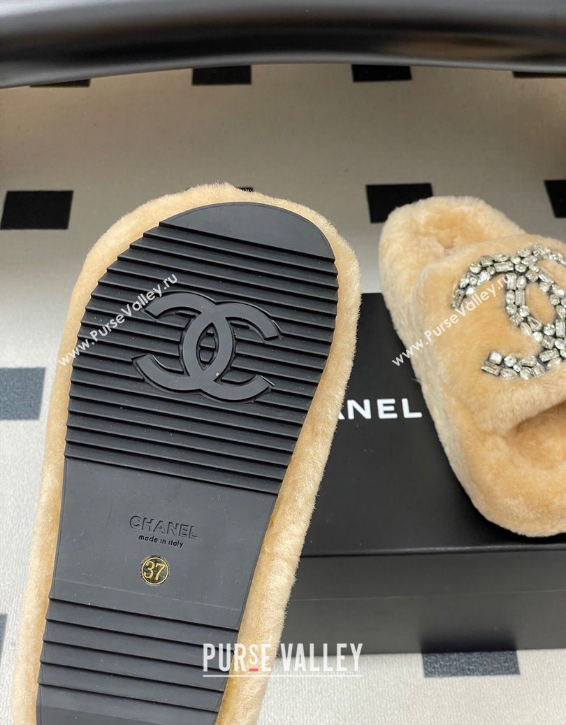 Chanel Wool Platform Slides Sandal with Strass CC Pale Pink 2025 CH110305 (MD-251103085)