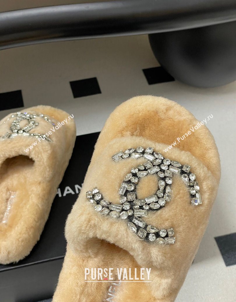 Chanel Wool Platform Slides Sandal with Strass CC Pale Pink 2025 CH110305 (MD-251103085)