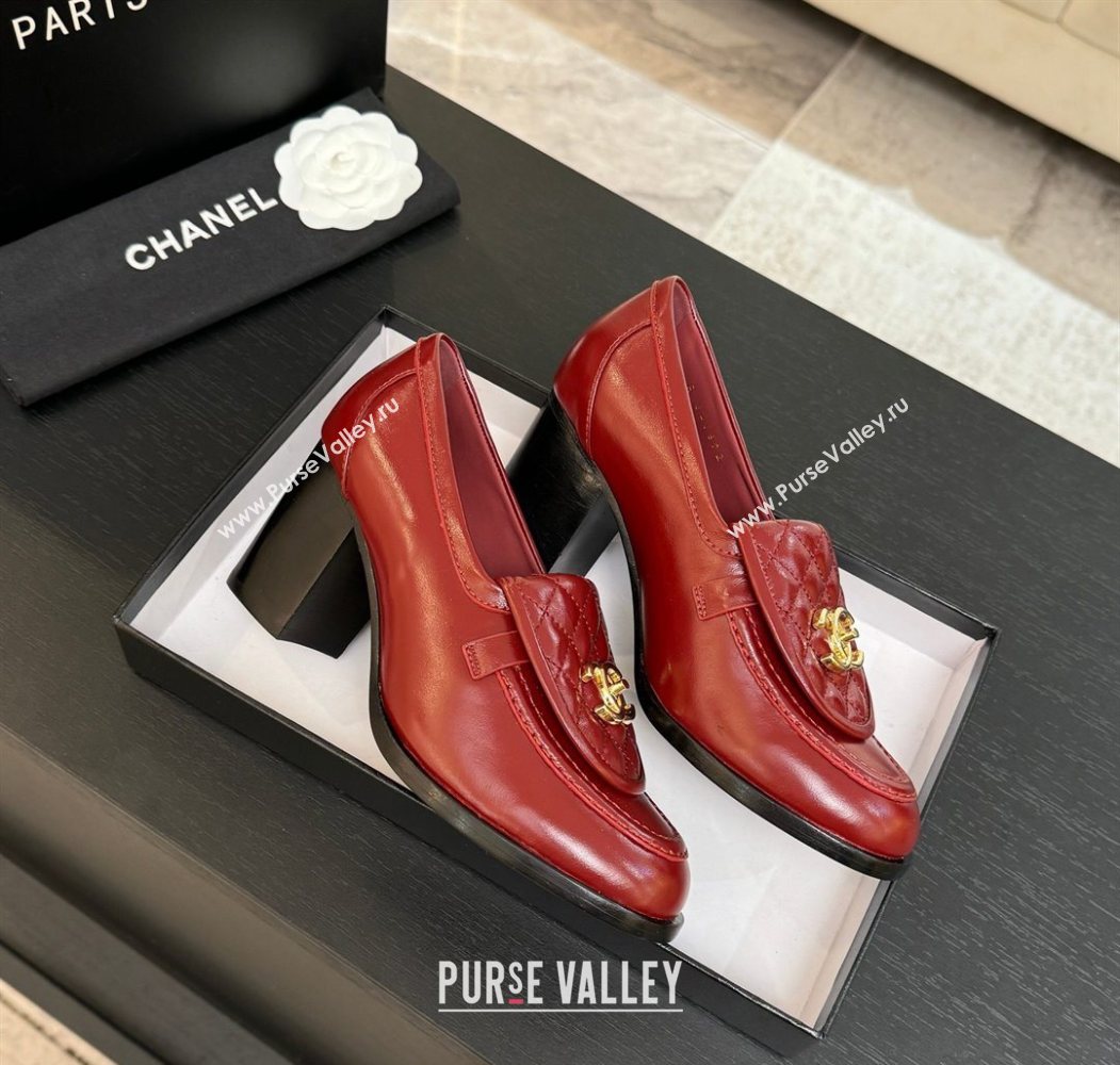 Chanel Shiny Lambskin Pumps with CC Foldover Red 2025 G46692 (MD-251031116)
