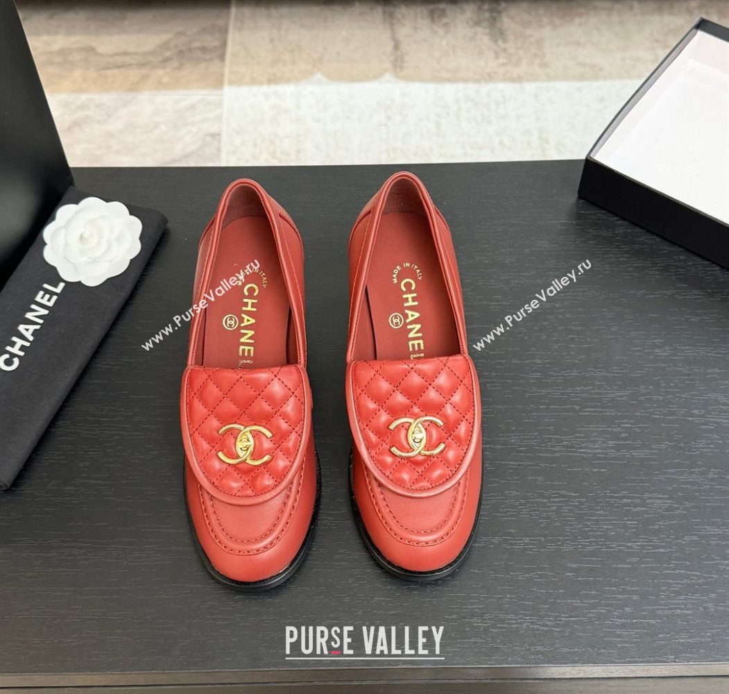 Chanel Lambskin Leather Pumps with CC Foldover Red 2025 G46692 (MD-251031120)