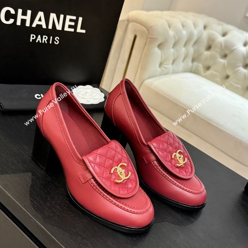 Chanel Lambskin Leather Pumps with CC Foldover Red 2025 G46692 (MD-251031120)