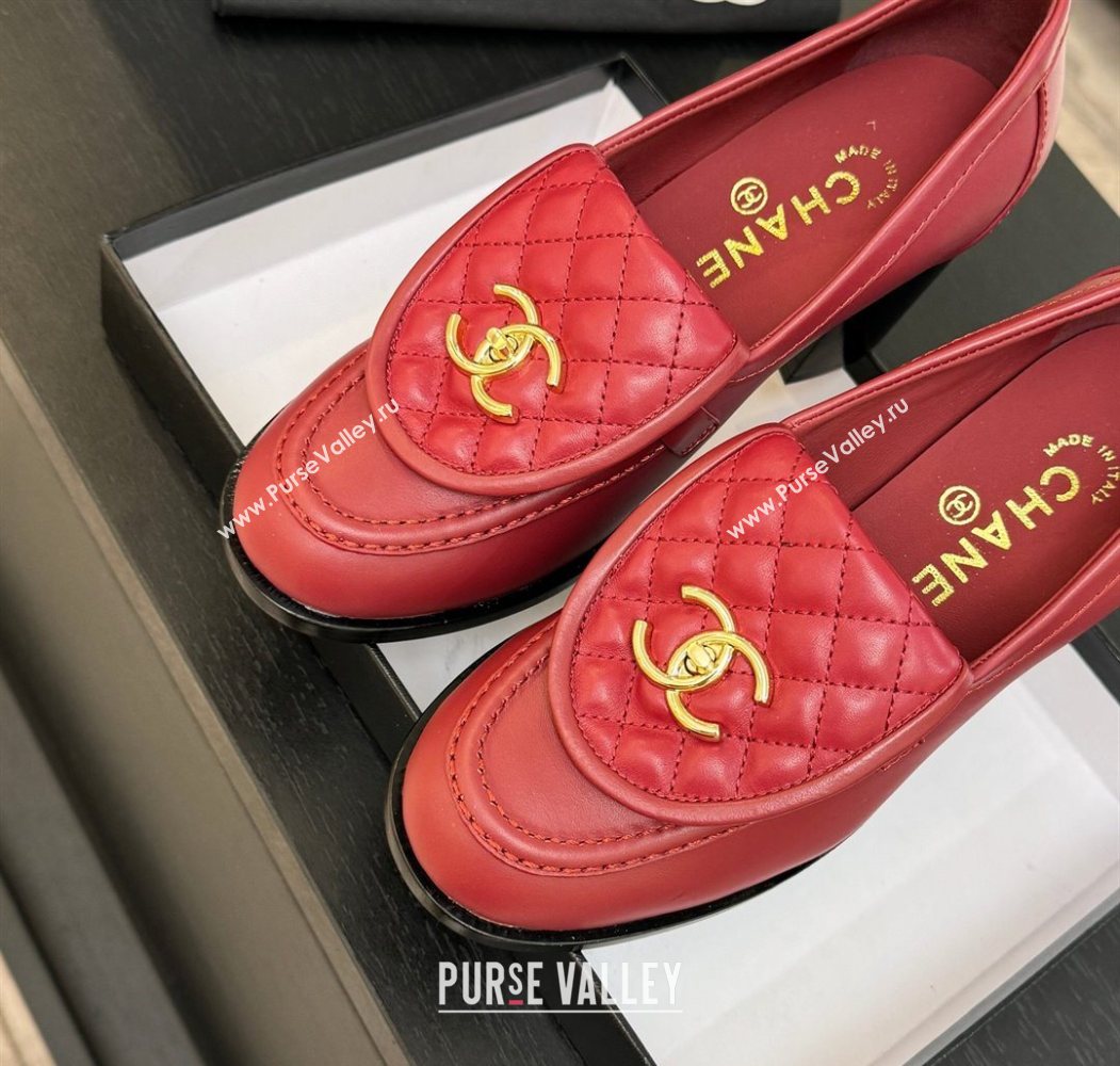 Chanel Lambskin Leather Pumps with CC Foldover Red 2025 G46692 (MD-251031120)