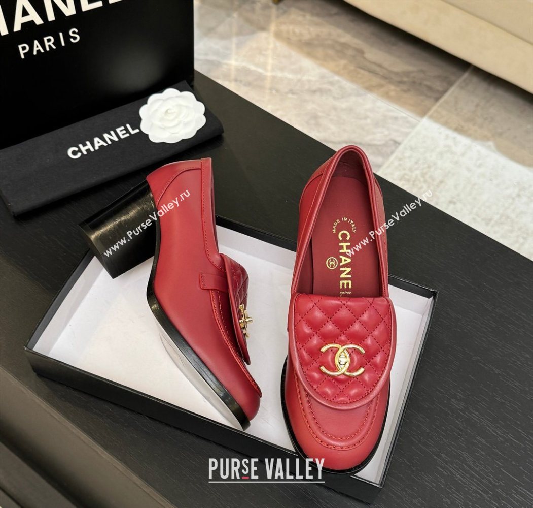 Chanel Lambskin Leather Pumps with CC Foldover Red 2025 G46692 (MD-251031120)