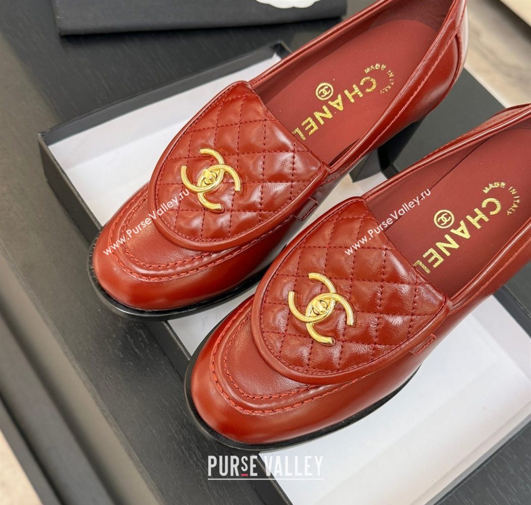 Chanel Shiny Lambskin Pumps with CC Foldover Red 2025 G46692 (MD-251031116)