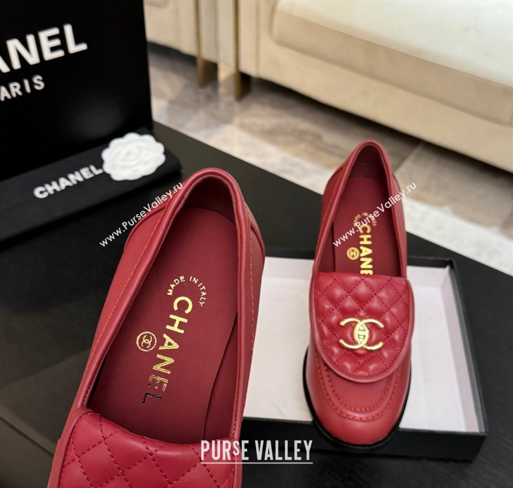 Chanel Lambskin Leather Pumps with CC Foldover Red 2025 G46692 (MD-251031120)