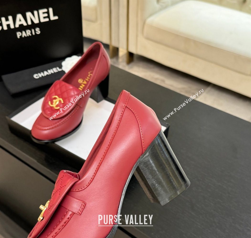 Chanel Lambskin Leather Pumps with CC Foldover Red 2025 G46692 (MD-251031120)