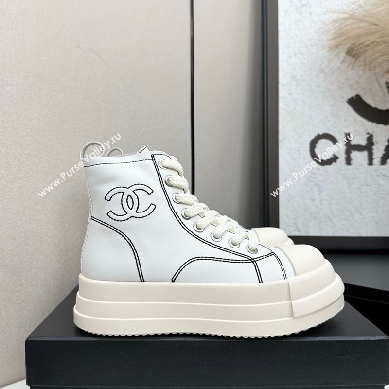 Chanel Calfskin Leather High Top Platform Sneakers White 2025 CH110105 (MD-251101050)