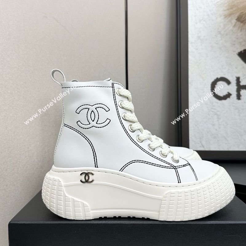 Chanel Calfskin Leather High Top Platform Sneakers White 2025 CH110106 (MD-251101052)