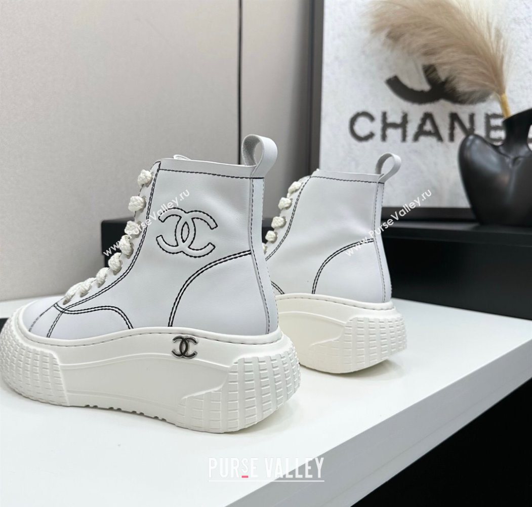 Chanel Calfskin Leather High Top Platform Sneakers White 2025 CH110106 (MD-251101052)