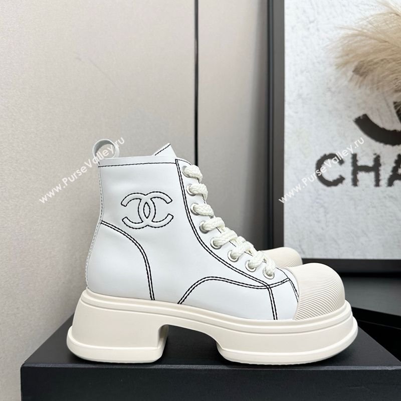 Chanel Calfskin Leather High Top Platform Sneakers White 2025 CH110107 (MD-251101053)