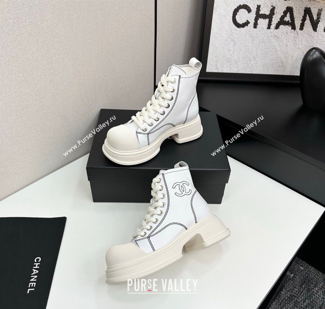 Chanel Calfskin Leather High Top Platform Sneakers White 2025 CH110107 (MD-251101053)