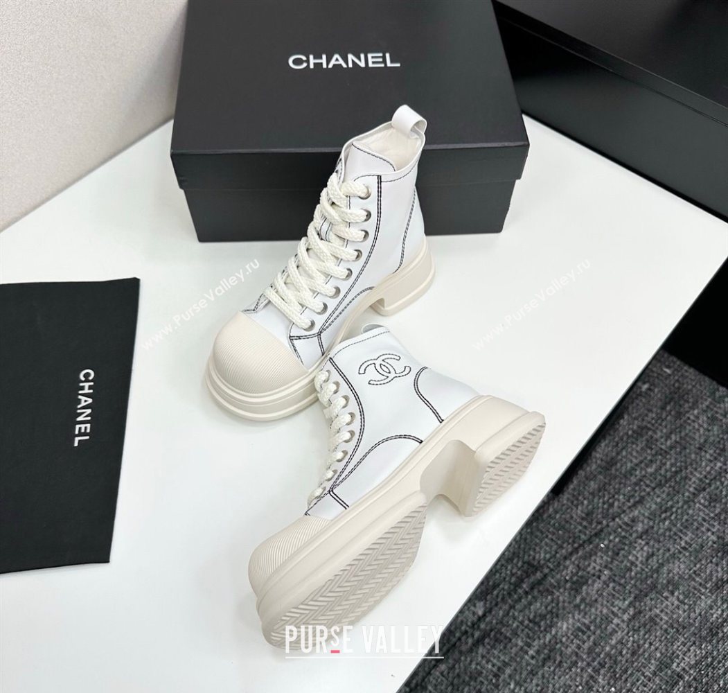 Chanel Calfskin Leather High Top Platform Sneakers White 2025 CH110107 (MD-251101053)