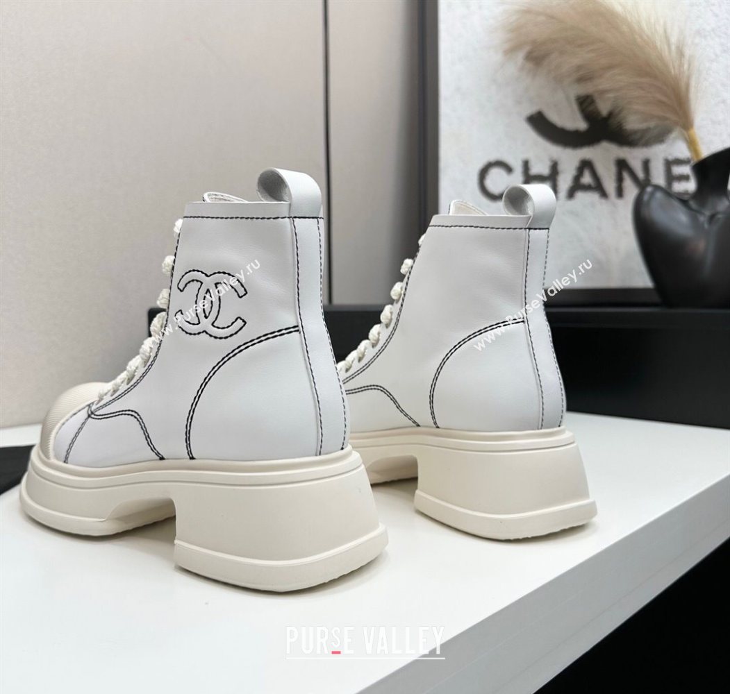 Chanel Calfskin Leather High Top Platform Sneakers White 2025 CH110107 (MD-251101053)