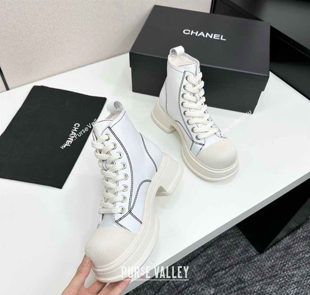 Chanel Calfskin Leather High Top Platform Sneakers White 2025 CH110107 (MD-251101053)