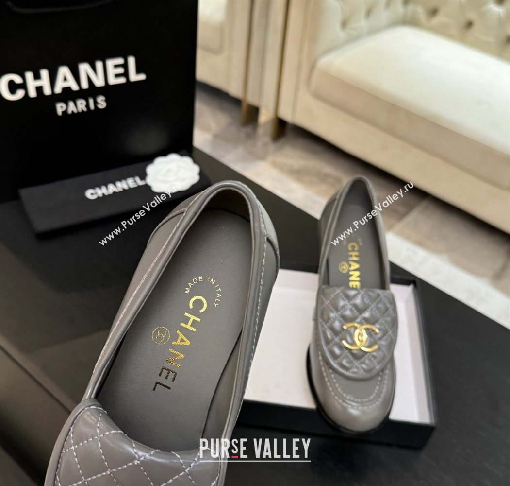 Chanel Shiny Lambskin Pumps with CC Foldover Grey 2025 G46692 (MD-251031121)