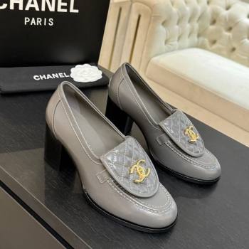 Chanel Shiny Lambskin Pumps with CC Foldover Grey 2025 G46692 (MD-251031121)