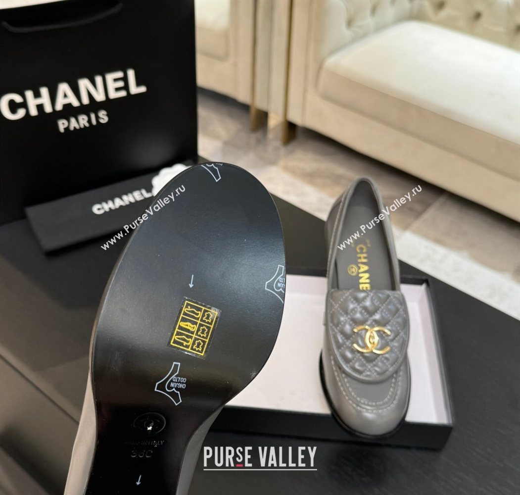 Chanel Shiny Lambskin Pumps with CC Foldover Grey 2025 G46692 (MD-251031121)