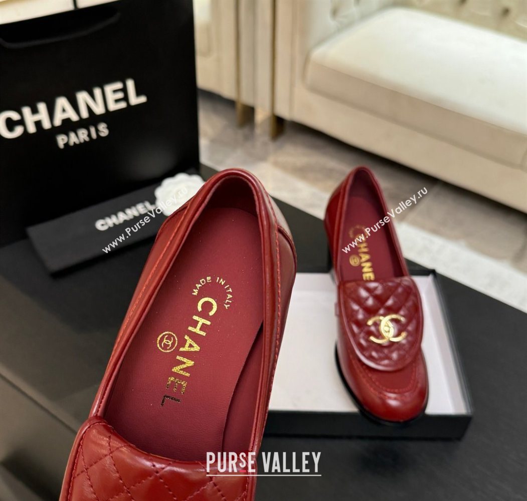 Chanel Shiny Lambskin Pumps with CC Foldover Red 2025 G46692 (MD-251031116)