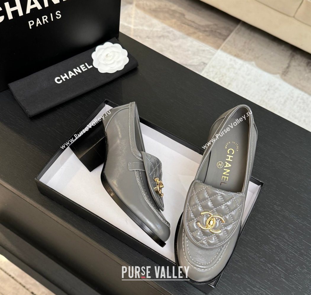 Chanel Shiny Lambskin Pumps with CC Foldover Grey 2025 G46692 (MD-251031121)