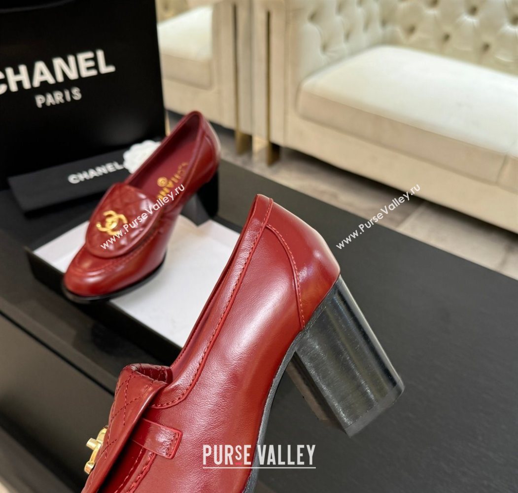 Chanel Shiny Lambskin Pumps with CC Foldover Red 2025 G46692 (MD-251031116)