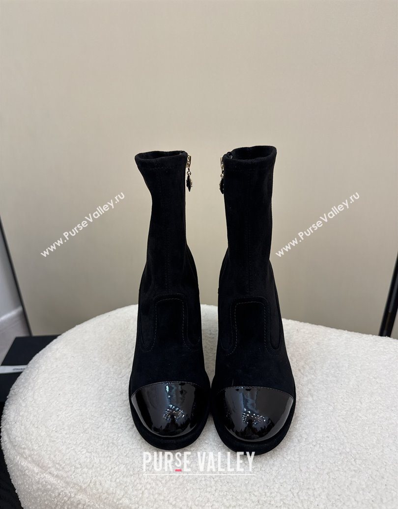 Chanel Suede and Patent Leather Platform Ankle Boots Black 2025 CH110409 (MD-251104049)