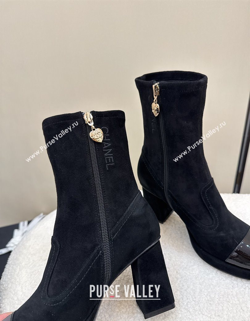 Chanel Suede and Patent Leather Platform Ankle Boots Black 2025 CH110409 (MD-251104049)