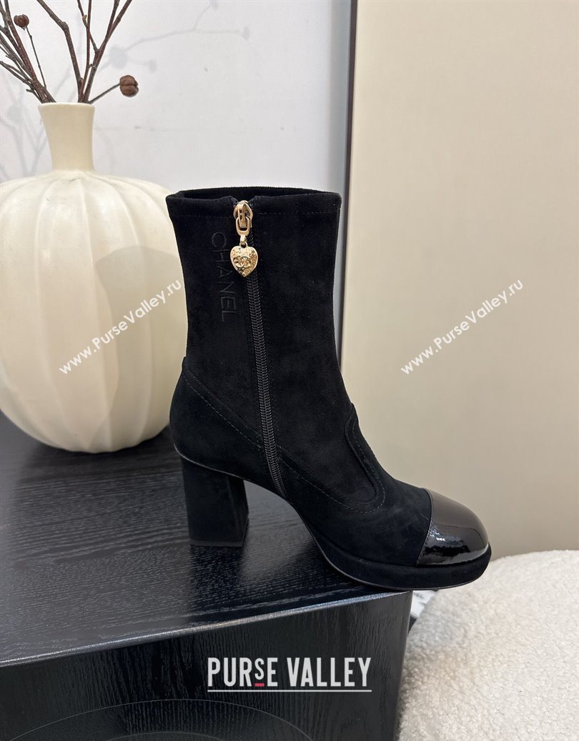 Chanel Suede and Patent Leather Platform Ankle Boots Black 2025 CH110409 (MD-251104049)