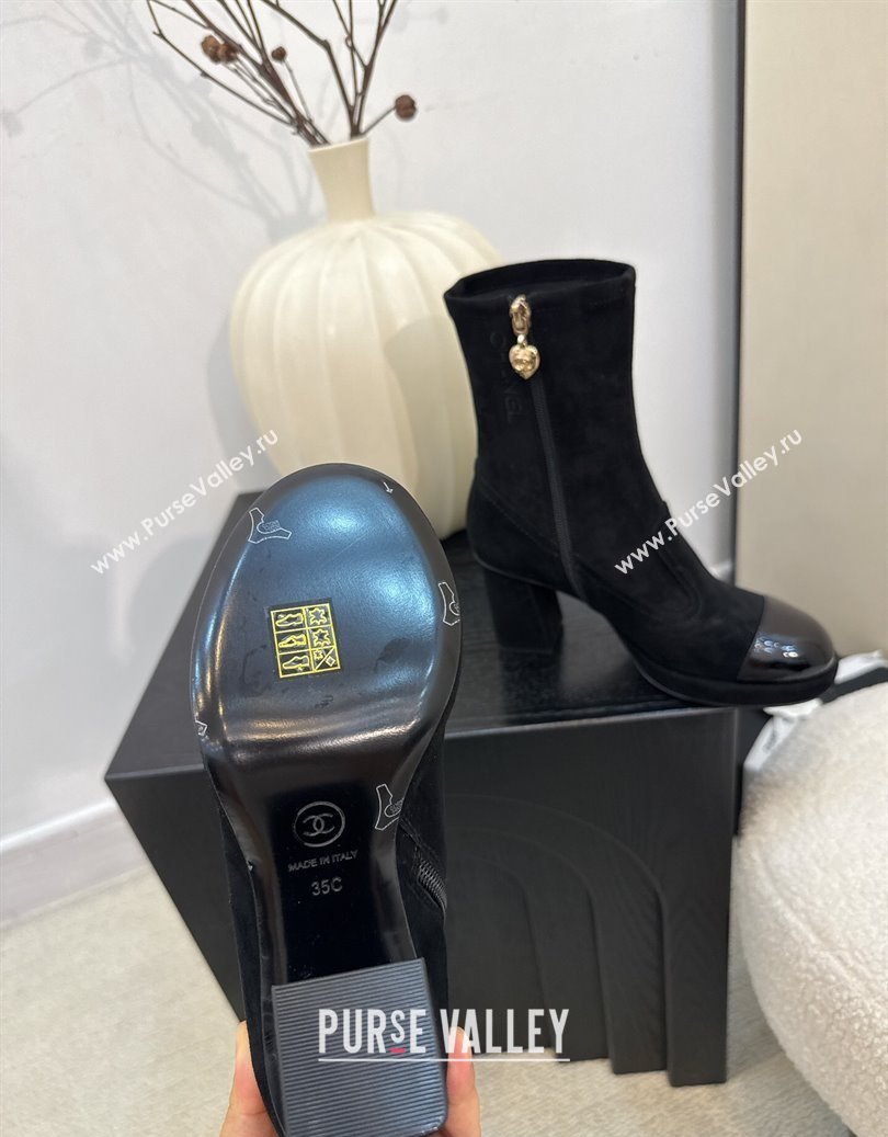Chanel Suede and Patent Leather Platform Ankle Boots Black 2025 CH110409 (MD-251104049)