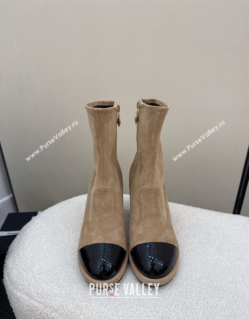 Chanel Suede and Patent Leather Platform Ankle Boots Beige 2025 CH110409 (MD-251104050)