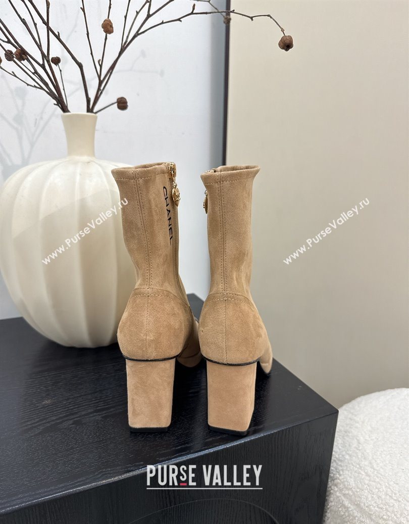 Chanel Suede and Patent Leather Platform Ankle Boots Beige 2025 CH110409 (MD-251104050)