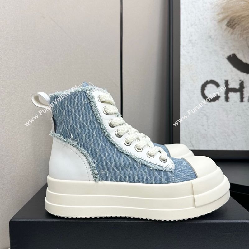 Chanel Quilted Denim and Fringe High Top Platform Sneakers Light Blue 2025 CH110109 (MD-251101061)