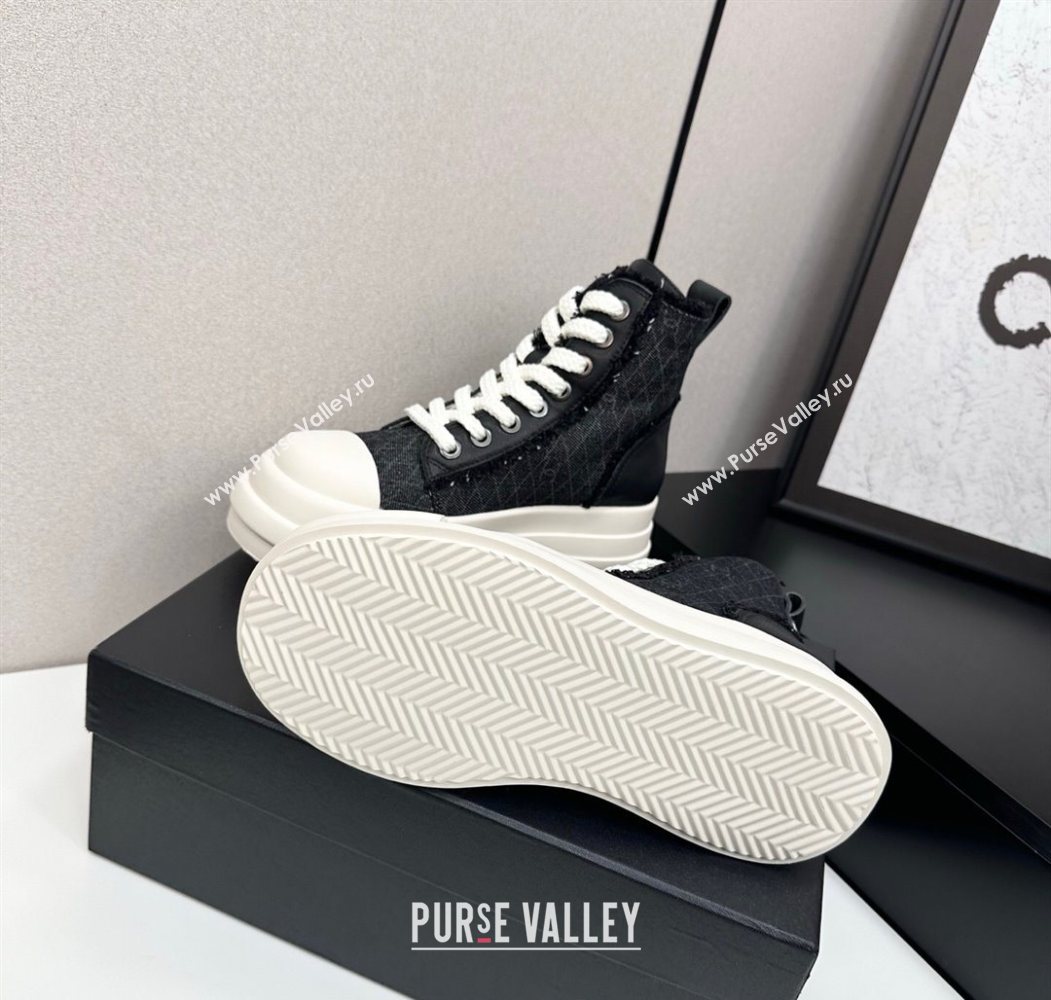 Chanel Quilted Denim and Fringe High Top Platform Sneakers Black 2025 CH110109 (MD-251101062)