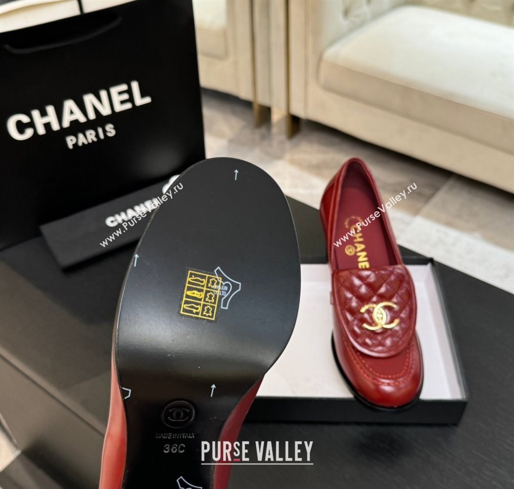 Chanel Shiny Lambskin Pumps with CC Foldover Red 2025 G46692 (MD-251031116)