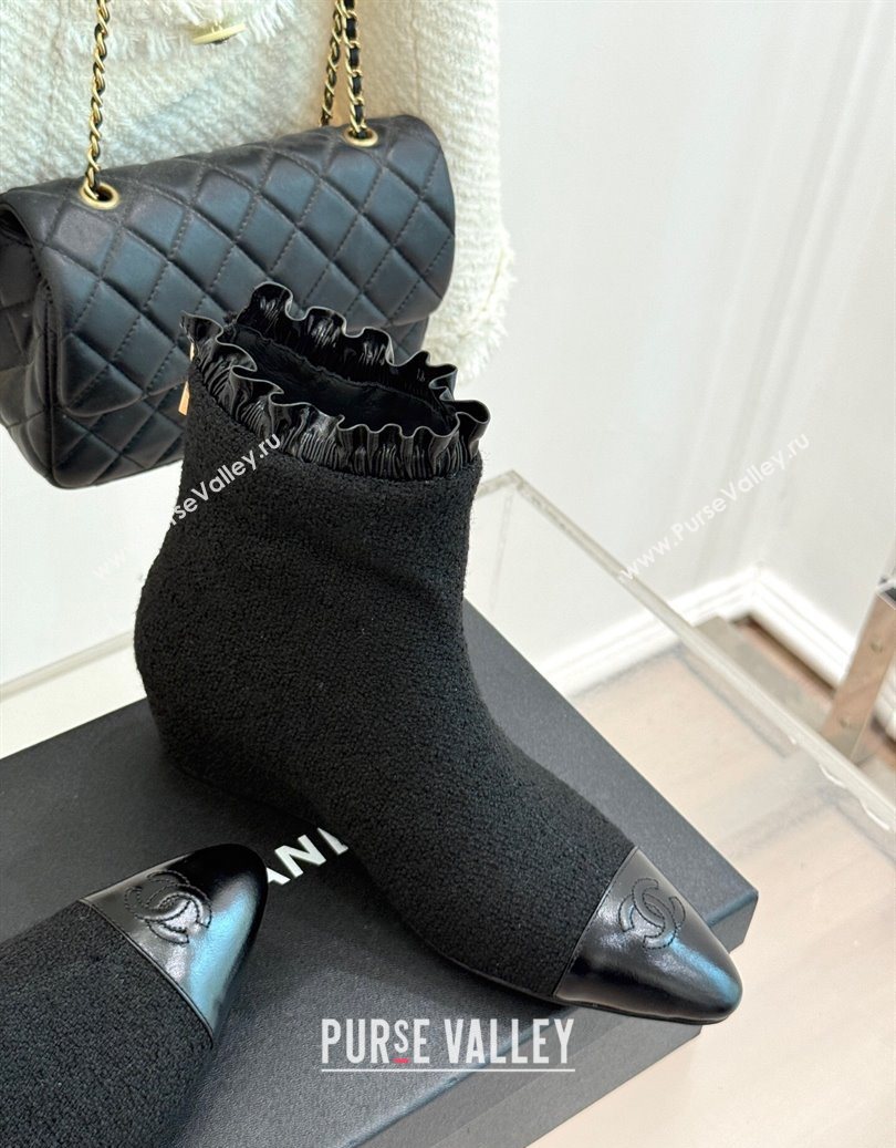 Chanel Tweed Wedge Ankle Boots Black 2025 CH110410 (MD-251104052)
