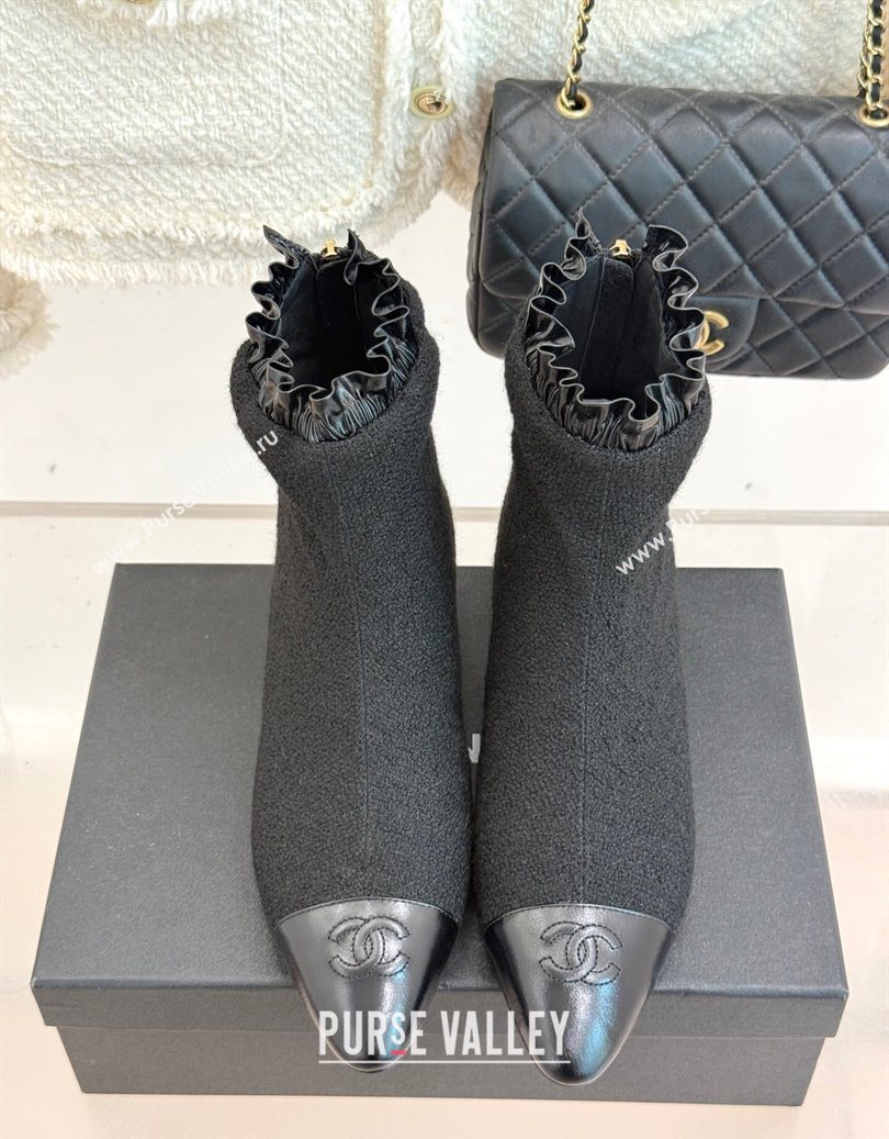 Chanel Tweed Wedge Ankle Boots Black 2025 CH110410 (MD-251104052)