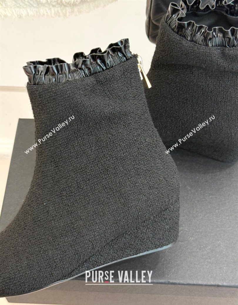 Chanel Tweed Wedge Ankle Boots Black 2025 CH110410 (MD-251104052)
