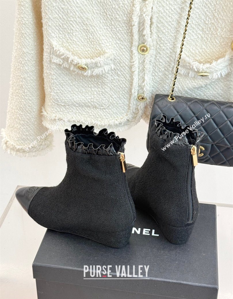 Chanel Tweed Wedge Ankle Boots Black 2025 CH110410 (MD-251104052)