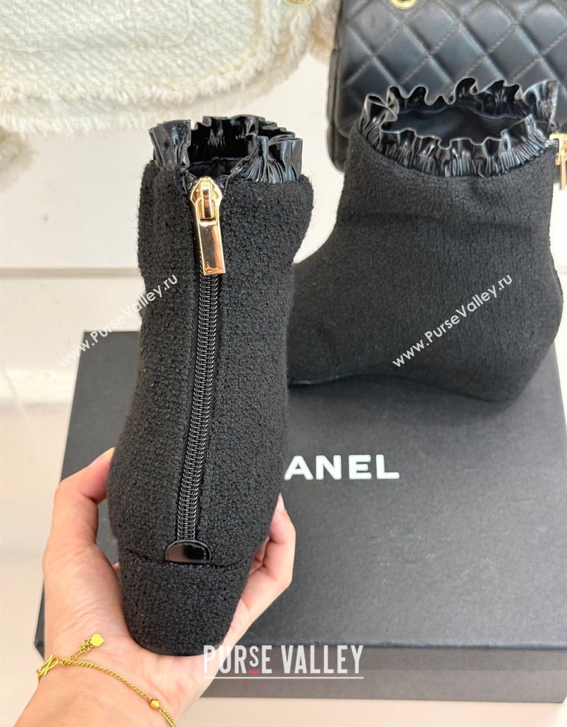 Chanel Tweed Wedge Ankle Boots Black 2025 CH110410 (MD-251104052)