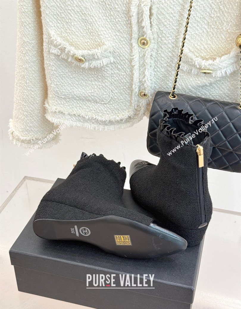 Chanel Tweed Wedge Ankle Boots Black 2025 CH110410 (MD-251104052)