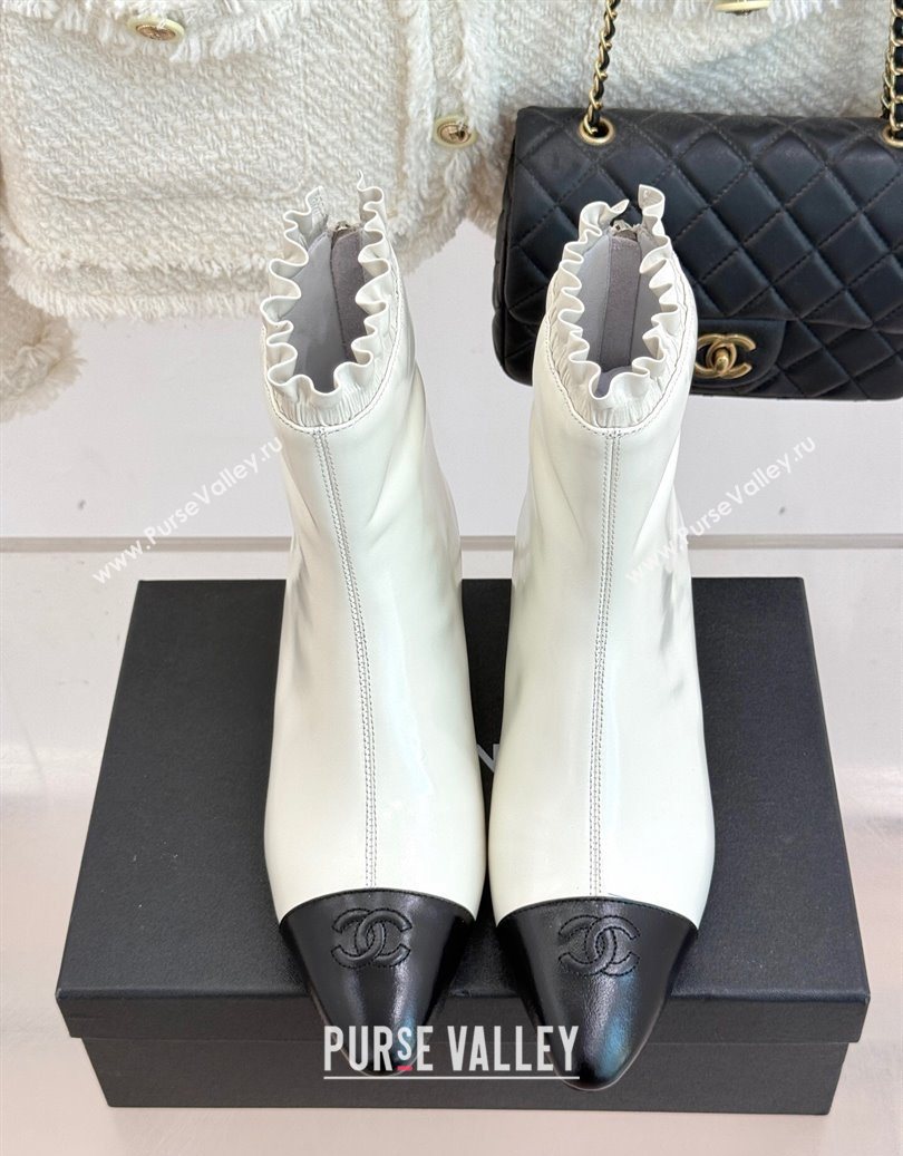 Chanel Shiny Calfskin Leather Wedge Ankle Boots White 2025 CH110410 (MD-251104053)