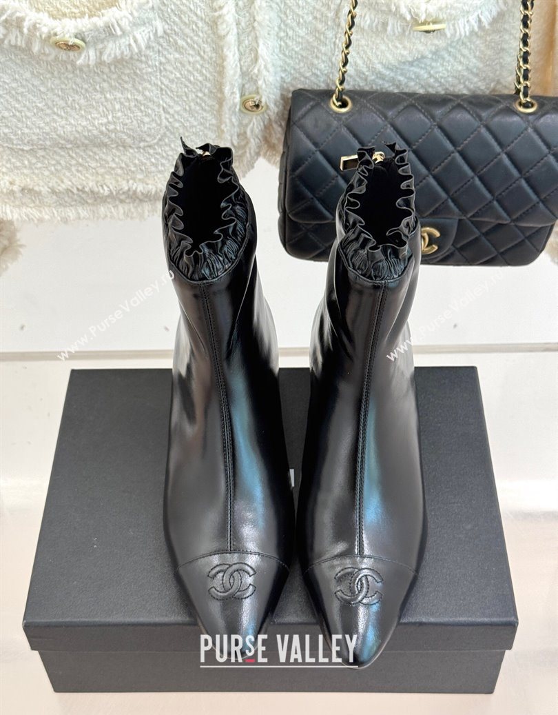 Chanel Shiny Calfskin Leather Wedge Ankle Boots Black 2025 CH110410 (MD-251104054)
