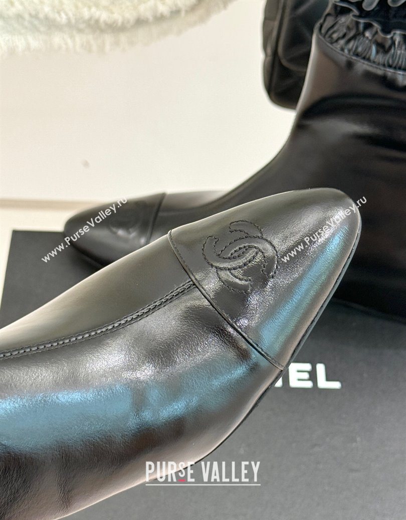 Chanel Shiny Calfskin Leather Wedge Ankle Boots Black 2025 CH110410 (MD-251104054)
