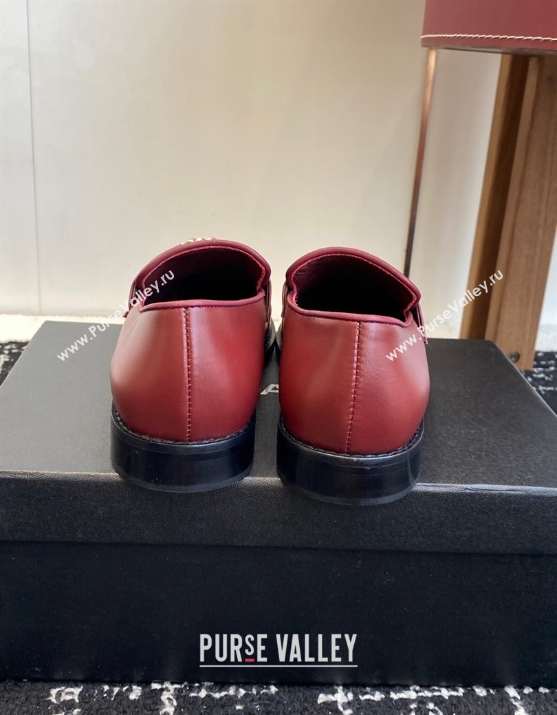 Chanel Calfskin Leather Flat Loafers with CC Circle Red 2025 CH103105 (KL-251031113)