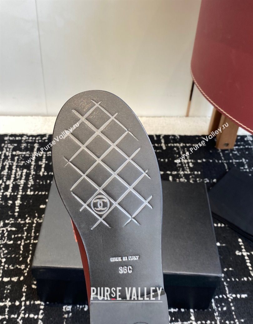 Chanel Calfskin Leather Flat Loafers with CC Circle Red 2025 CH103105 (KL-251031113)