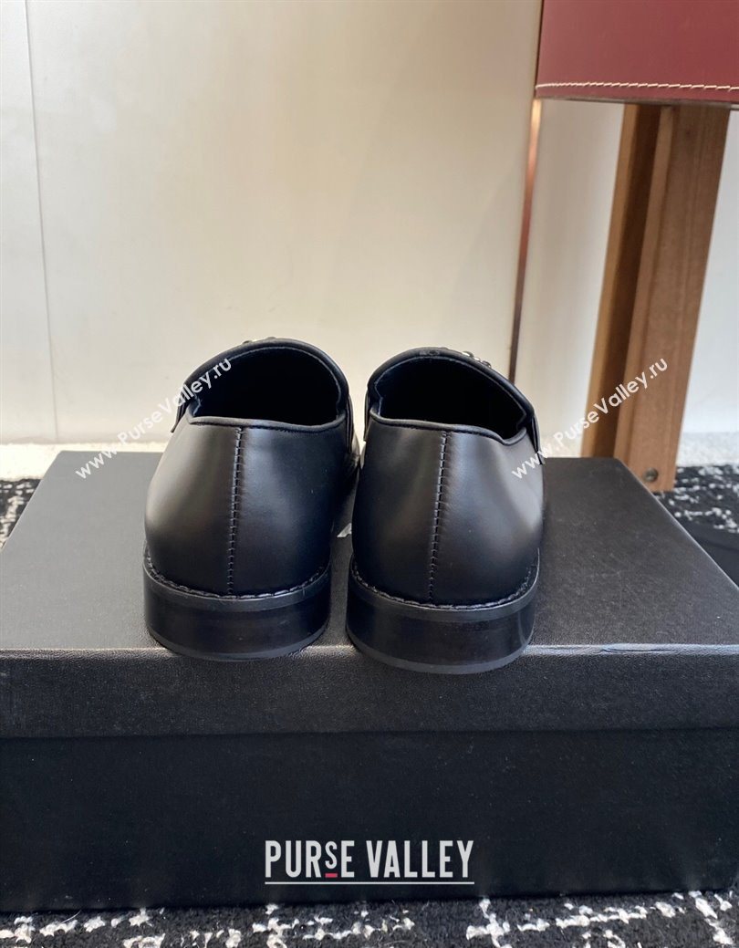 Chanel Calfskin Leather Flat Loafers with CC Circle Black 2025 CH103105 (KL-251031115)