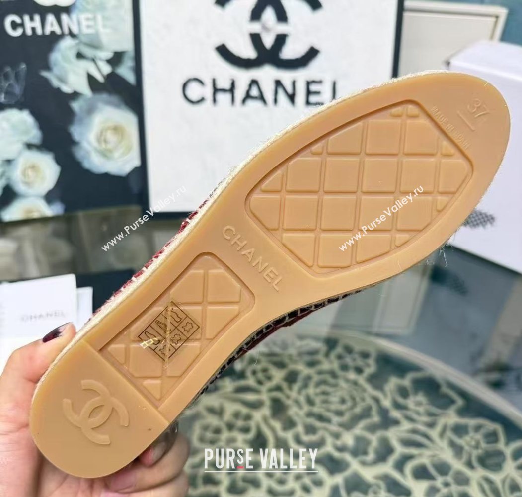 Chanel Corduroy  Grosgrain Flat Espadrilles Red 2025 G46515 (JDF-251031085)