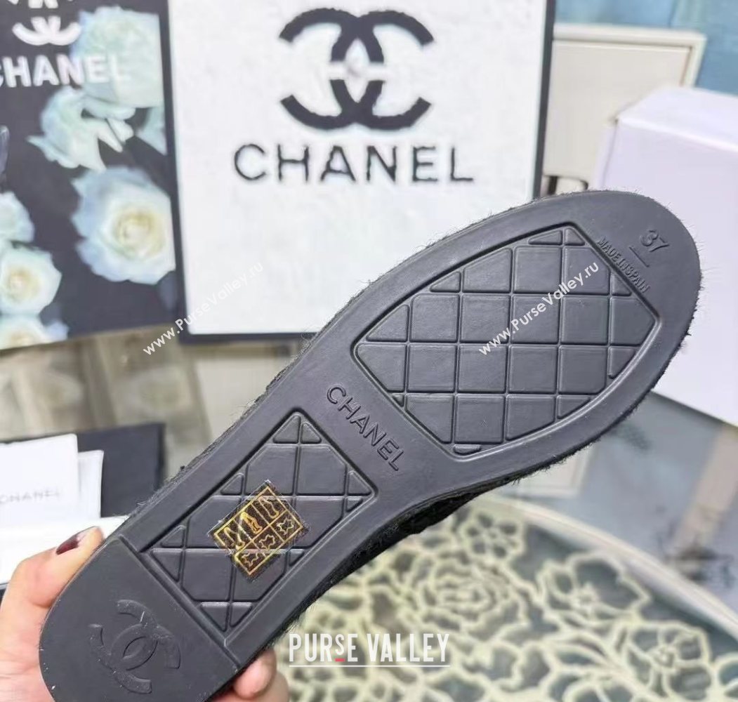 Chanel Corduroy  Grosgrain Flat Espadrilles Black 2025 G46515 (JDF-251031083)
