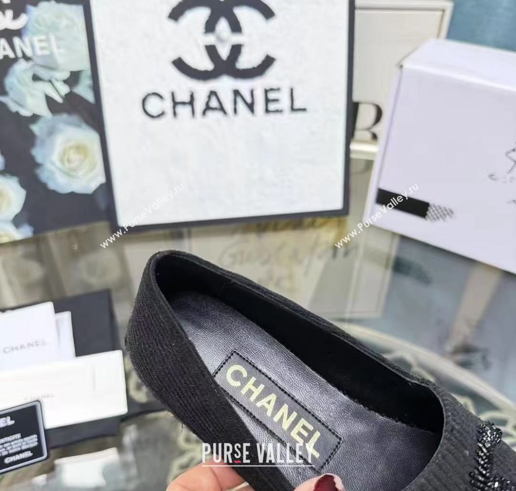 Chanel Corduroy  Grosgrain Flat Espadrilles Black 2025 G46515 (JDF-251031083)