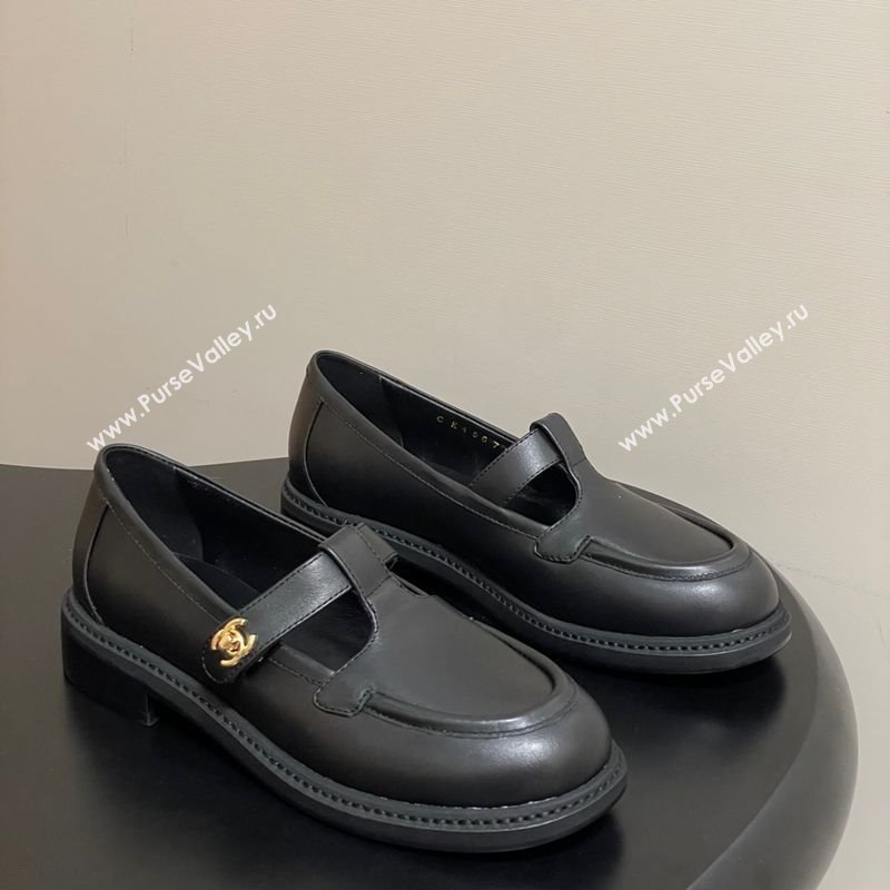 Chanel Calfskin Leather T Loafers Black 2025 G46799 (MD-251031133)